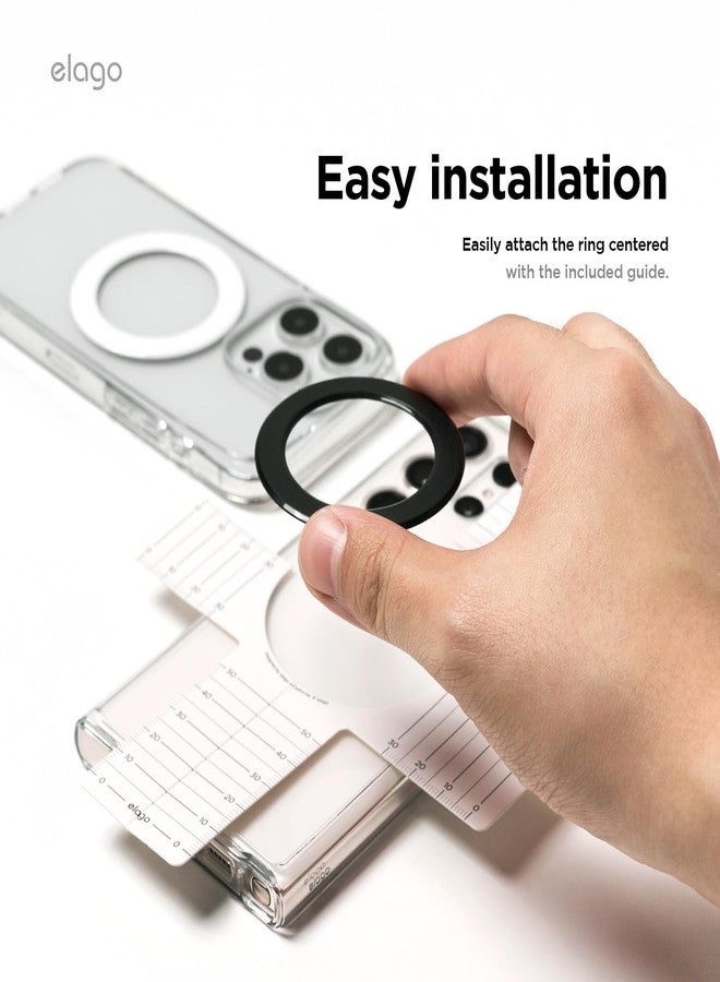 elago Magnetic Ring Compatible with MagSafe Accessories, 2 Pack Magnetic Sticker Rings for iPhone 17/16/15/14/13/12/11 Series, Galaxy Series, Magsafe Guide Included (Black) - Image 4