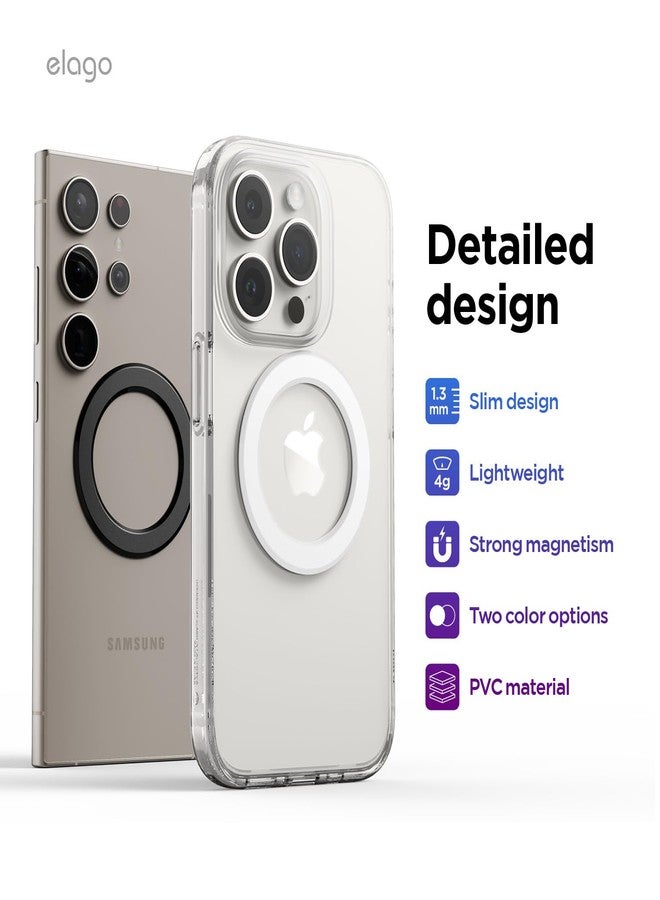 elago Magnetic Ring Compatible with MagSafe Accessories, 2 Pack Magnetic Sticker Rings for iPhone 17/16/15/14/13/12/11 Series, Galaxy Series, Magsafe Guide Included (Black) - Image 3