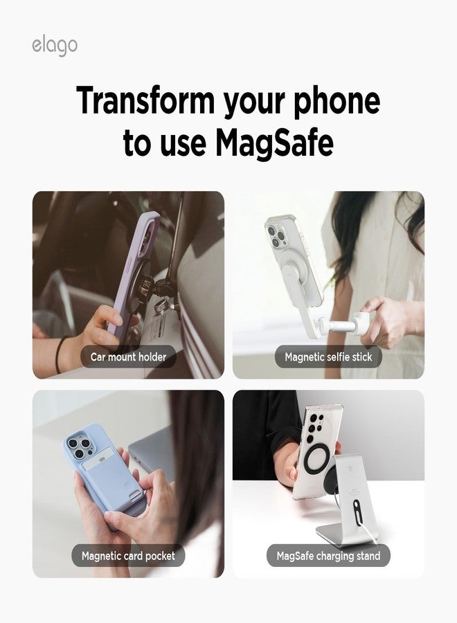 elago Magnetic Ring Compatible with MagSafe Accessories, 2 Pack Magnetic Sticker Rings for iPhone 17/16/15/14/13/12/11 Series, Galaxy Series, Magsafe Guide Included (Black) - Image 5