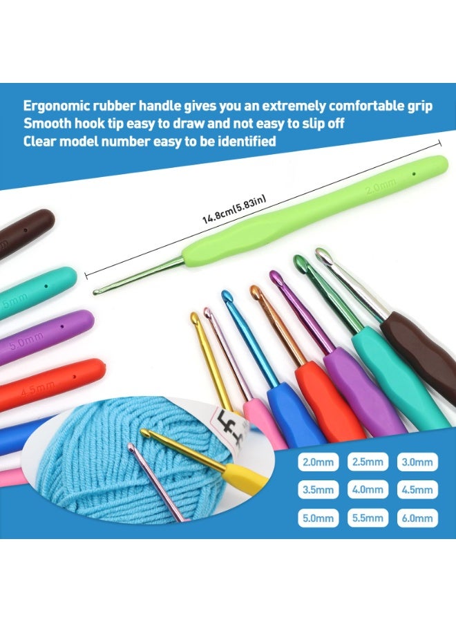 SANMUGEED 68Pcs Crochet Hooks Kit Soft Grip Crochet Needles Set Multi-Color Sweater Knitting Tool with Ring Marker and Storage Case DIY Hand Weave Art Tool for Stitch Scarves Hats Gloves - Image 3