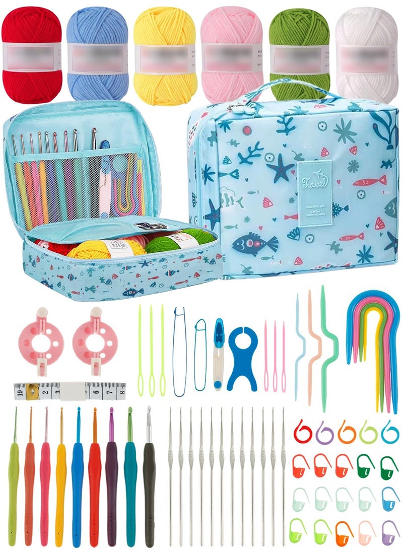 SANMUGEED 68Pcs Crochet Hooks Kit Soft Grip Crochet Needles Set Multi-Color Sweater Knitting Tool with Ring Marker and Storage Case DIY Hand Weave Art Tool for Stitch Scarves Hats Gloves - Image 1