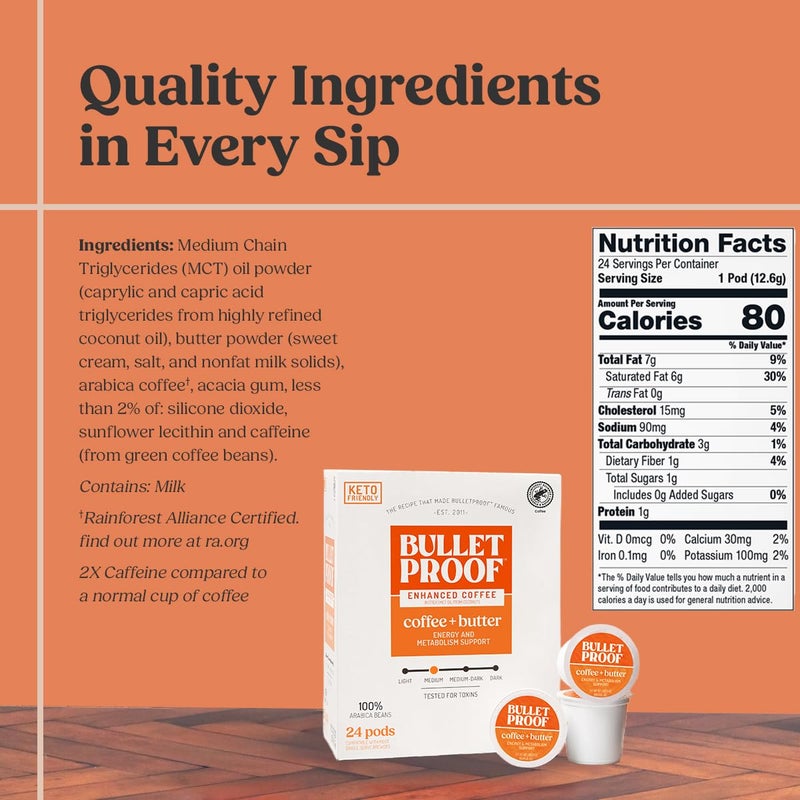 Bulletproof Coffee + Organic Grass-Fed Butter Single-Serve Pods, Keto Coffee, All-in-One Recipe with MCT Oil and Butter, Packaging May Vary - Image 3