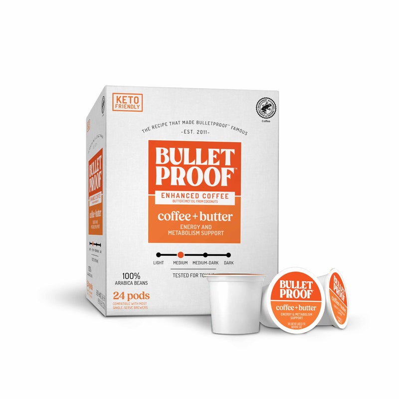 Bulletproof Coffee + Organic Grass-Fed Butter Single-Serve Pods, Keto Coffee, All-in-One Recipe with MCT Oil and Butter, Packaging May Vary - Image 1
