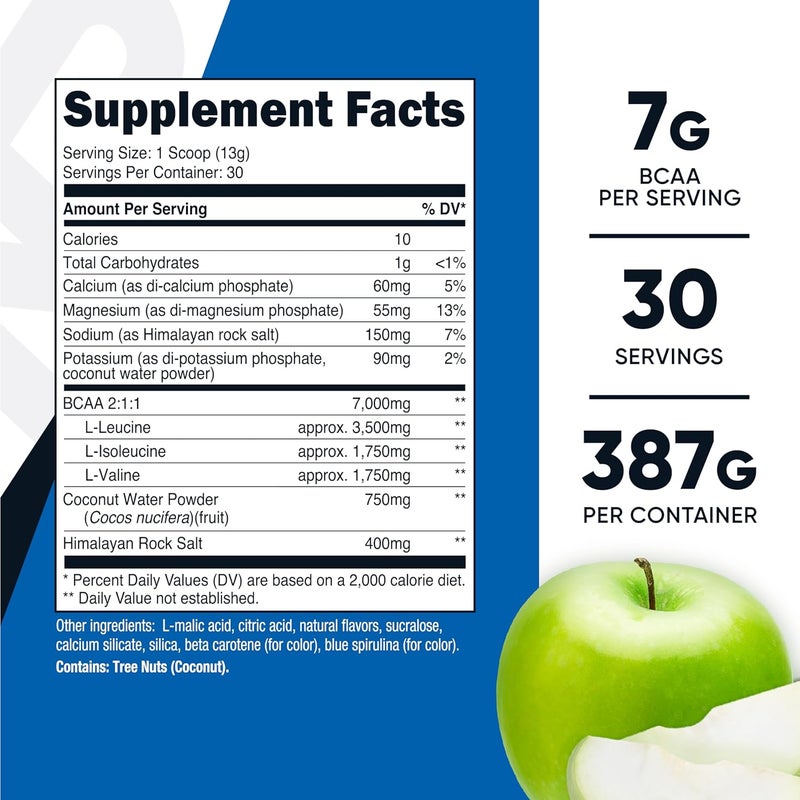 Nutricost BCAA  Hydration Powder Green Apple 30 Servings  Branched Chain Amino Acids with Hydration Complex  GlutenFree NonGMO - Image 2