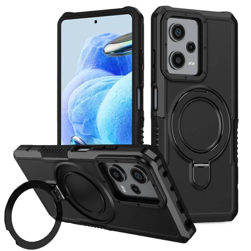 MS غطاء واقي بTPU+PC لـ Redmi Note 13 Pro مع مقاوم للصدمات وحماية من السقوط مع مقاوم للصدمات مع مقاوم لبصمات الأصابع مع حامل قابل للطي باللون بنفسجي بوظيفة حامل من مادة TPU باللون ال. - Image 2