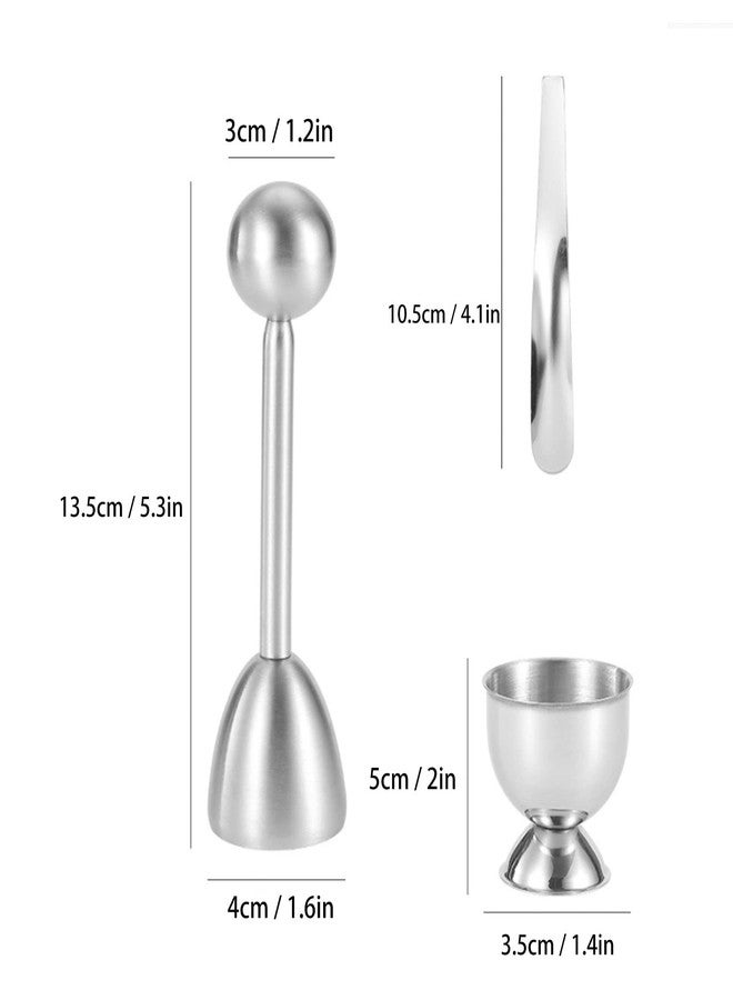 زيروديس مجموعة فتاحة بيض وقطاعة للبيض المسلوق نصف سلقة، تتضمن أكواب وملاعق بيض من الفولاذ المقاوم للصدأ، أداة مطبخ كاملة لإزالة القشرة، مناسبة لوجبة الإفطار - Image 2
