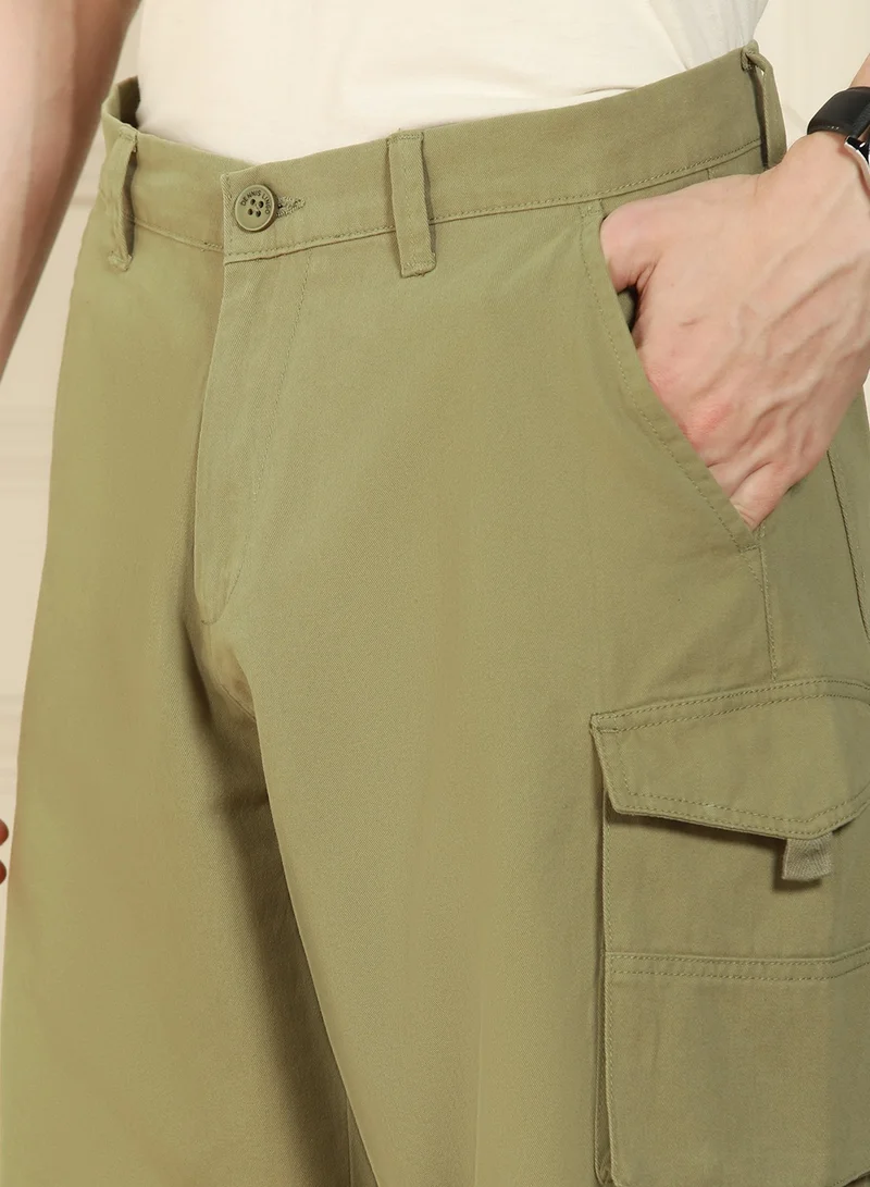 Dennis Lingo Light Olive Cargo Trouser for Men - Relaxed Fit, Versatile
