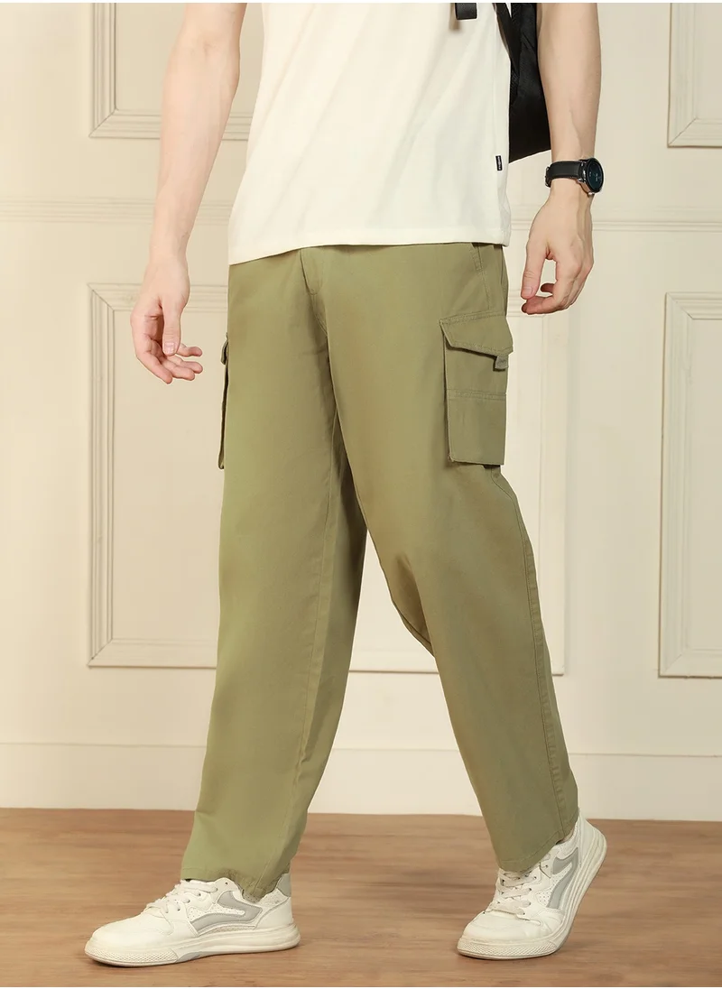 Dennis Lingo Light Olive Cargo Trouser for Men - Relaxed Fit, Versatile