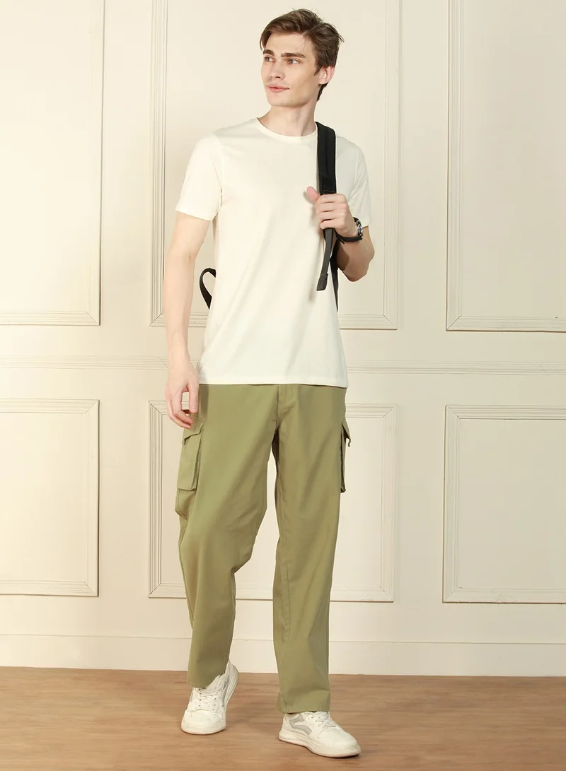 Dennis Lingo Light Olive Cargo Trouser for Men - Relaxed Fit, Versatile