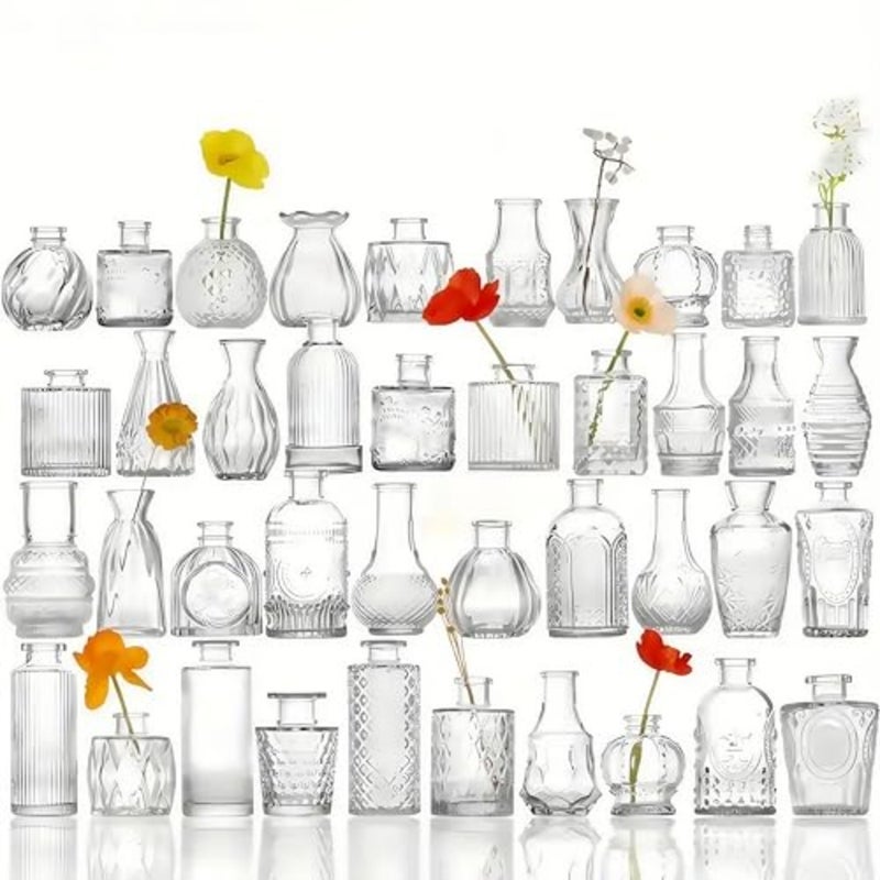 Glass Bud Vase Set of 40 Small Vases for Flowers, Clear Bud Vases in Bulk for Bouquets, Birthday Party, Anniversary, Wedding Transparent - Image 1
