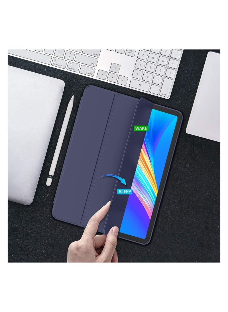 iPad Pro 11 Inch Case 2024 M4 with Pencil Holder, Trifold Stand with TPU Back Shockproof Case for iPad Pro 11 2024 Support Apple Pencil Pro/USB-C (Dark Blue) - Image 5