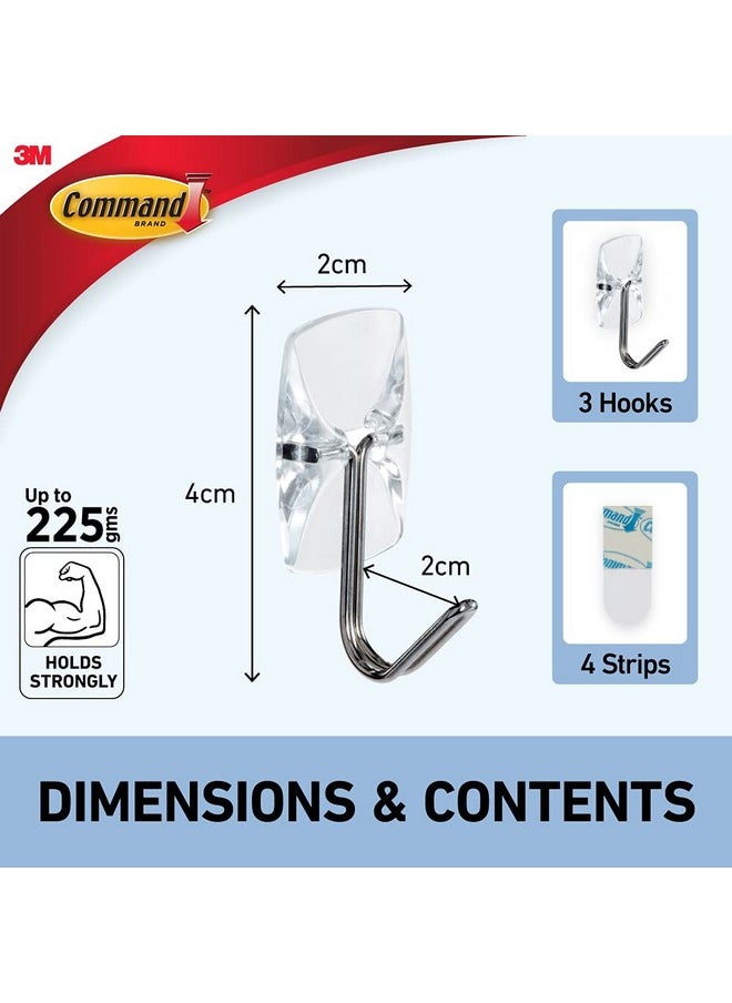 Command Small Plastic Wire Hook, 3 Hooks And 4 Strips  - Image 3