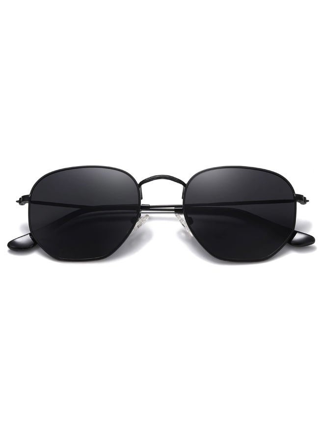 MEETSUN Polarized Hexagon Sunglasses for Women Men Polygon Square Sun Glasses UV400 Protection Metal Frame Black-Gray - Image 1