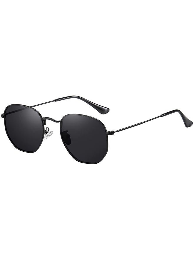 MEETSUN Polarized Hexagon Sunglasses for Women Men Polygon Square Sun Glasses UV400 Protection Metal Frame Black-Gray - Image 2