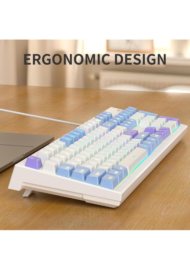 MageGee Creamy Keyboard, K2 Classic Keyboard Wired RGB Backlit 104 Keys Waterproof Ergonomic Keyboard, PC Keyboards for PC/loptop/MAC - iris VOILET - Image 3