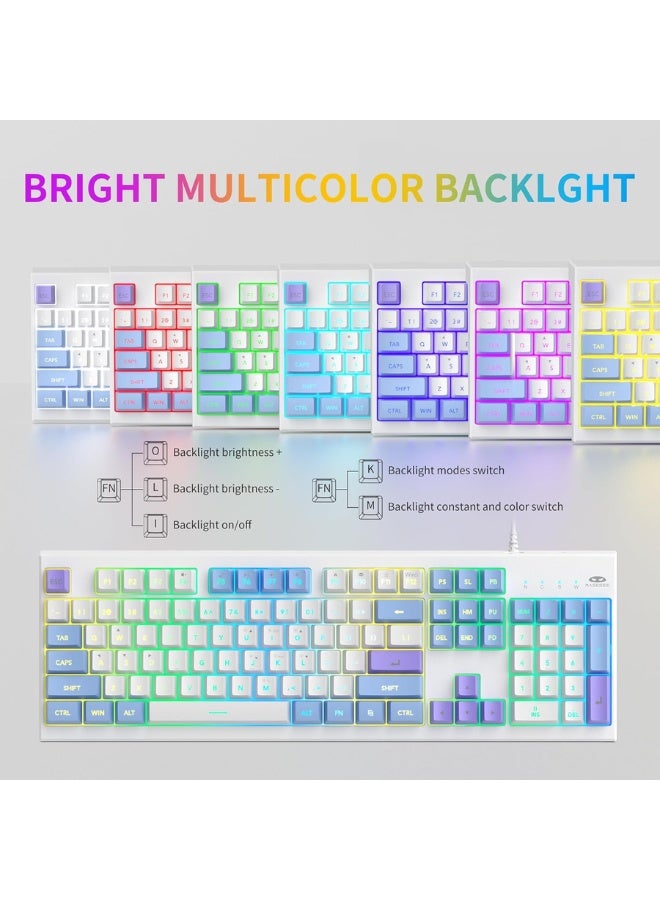 MageGee Creamy Keyboard, K2 Classic Keyboard Wired RGB Backlit 104 Keys Waterproof Ergonomic Keyboard, PC Keyboards for PC/loptop/MAC - iris VOILET - Image 2