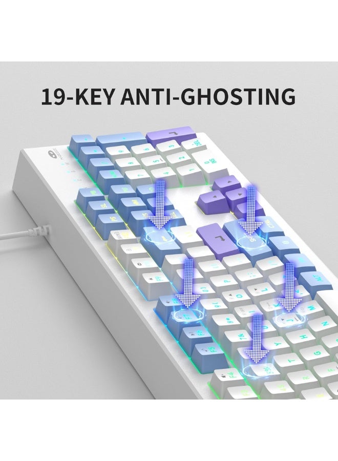 MageGee Creamy Keyboard, K2 Classic Keyboard Wired RGB Backlit 104 Keys Waterproof Ergonomic Keyboard, PC Keyboards for PC/loptop/MAC - iris VOILET - Image 4