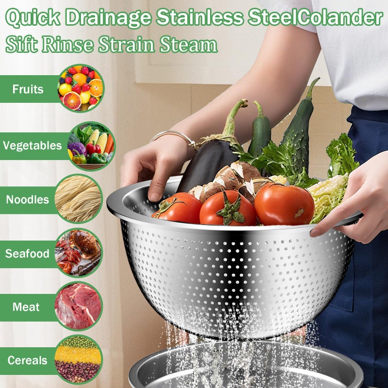 Nicdiet Mixing Bowls with Lids Set, 27Pcs Stainless Steel Nesting Mixing Bowls Set for Kitchen Cooking & Storage, Metal Salad Bowls with Colander, Strainer, Grater & Dressing Containers, Kitchen Gadgets Black - Image 5
