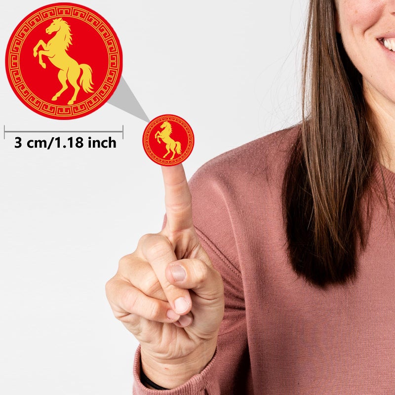 Ellzk 256 Pcs Chinese New Year Candy Sticker Favors Decor -2026 Year Of The Horse Sticker Decorations Horse Stickers Labels For Chocolate Chinese Lunar New Year Party Favor Supplies - Image 3