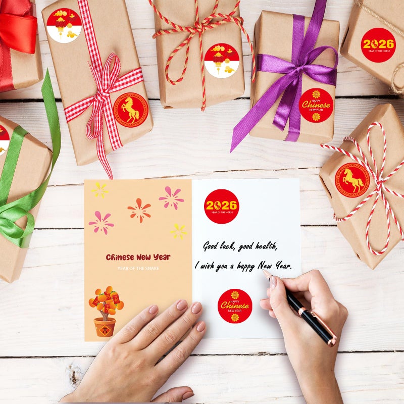 Ellzk 256 Pcs Chinese New Year Candy Sticker Favors Decor -2026 Year Of The Horse Sticker Decorations Horse Stickers Labels For Chocolate Chinese Lunar New Year Party Favor Supplies - Image 4