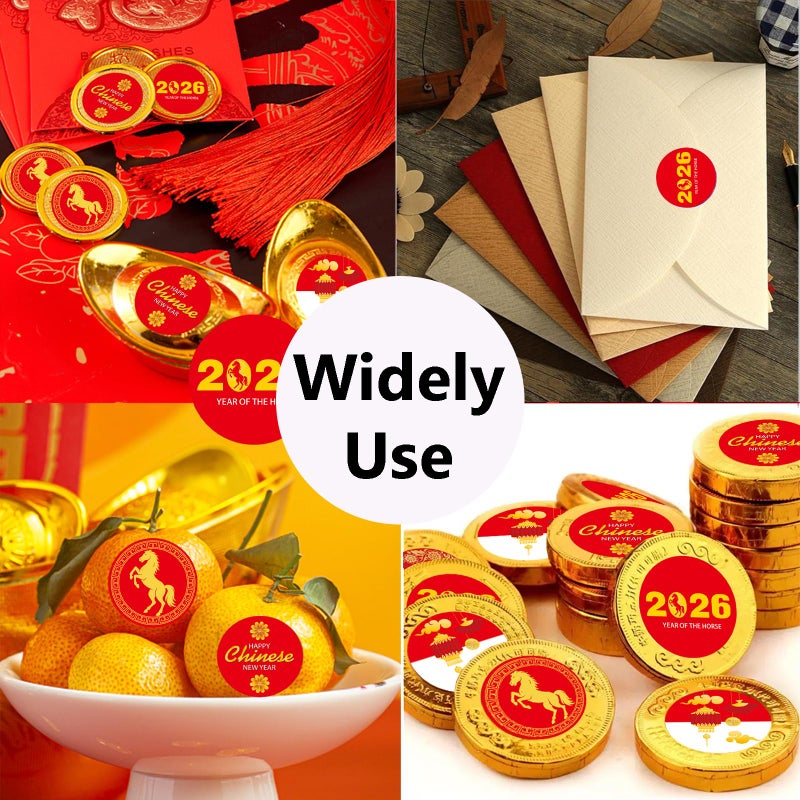 Ellzk 256 Pcs Chinese New Year Candy Sticker Favors Decor -2026 Year Of The Horse Sticker Decorations Horse Stickers Labels For Chocolate Chinese Lunar New Year Party Favor Supplies - Image 5