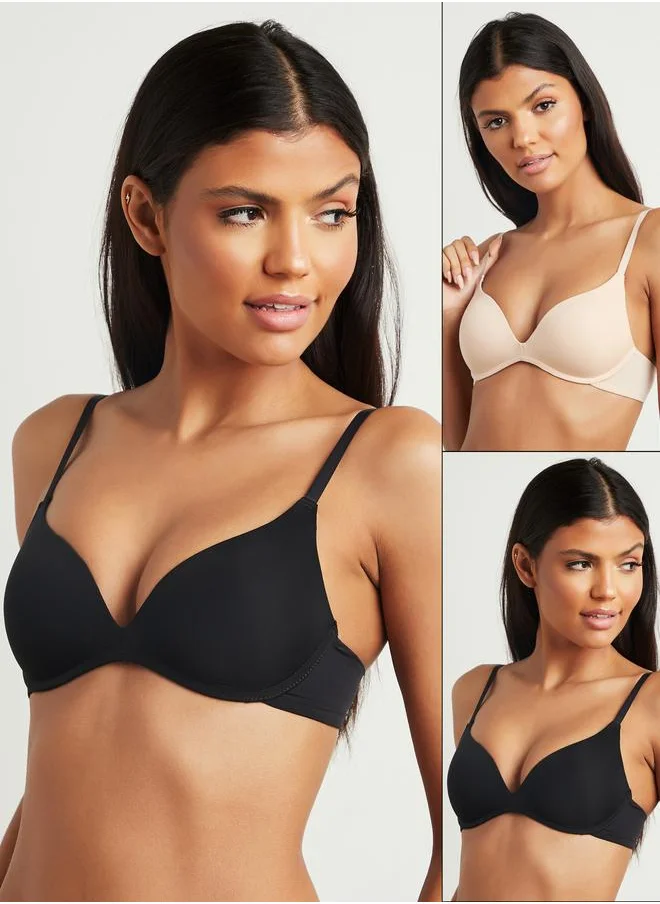 ستايلي Styli Pack of 2 - Underwired Padded T-shirt Bra