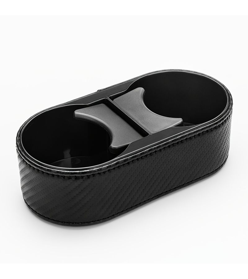 Black Leather Extra Large Car Dashboard Cup Holder Storage Box Creative Design - Image 5