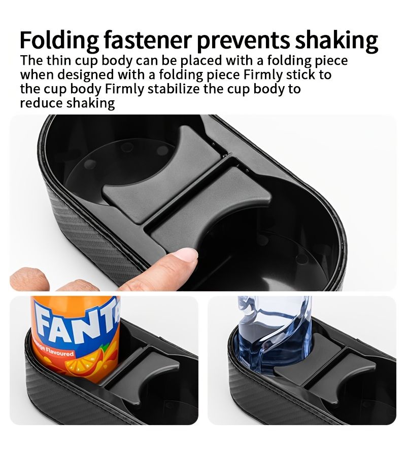 Black Leather Extra Large Car Dashboard Cup Holder Storage Box Creative Design - Image 2