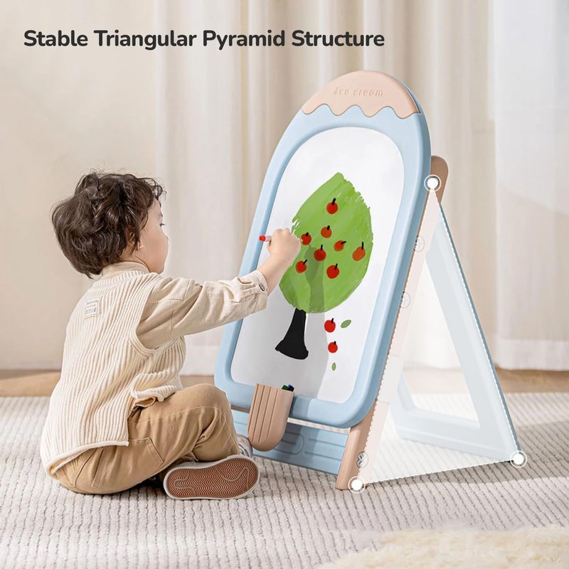 R for Rabbit Little Genius Candy Easel Board Set with Chair for Kids - Multifunctional Foldable Height Adjustable Drawing Activity Magnetic Board (Blue) - Image 4
