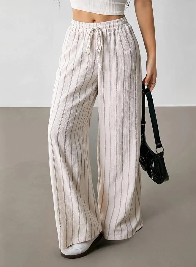 Take Two Cream Striped Wide Leg Pants