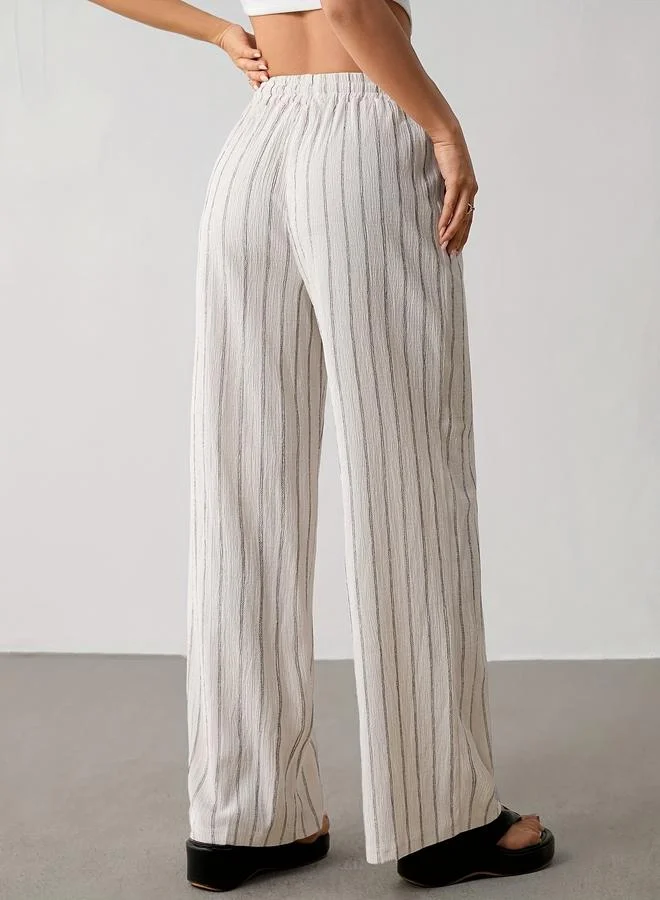 Take Two Cream Striped Wide Leg Pants