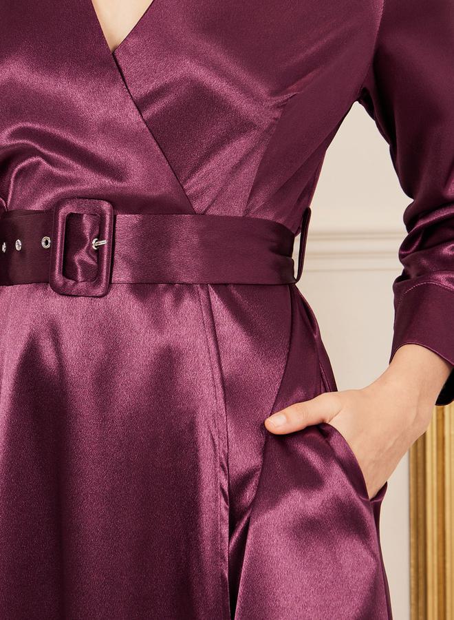Styli Satin Belted Midi Dress - Image 3