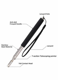 KASTWAVE Telescoping Pointer Telescopic Teachers Retractable Stick Extendable Classroom Whiteboard Presenter with Lanyard and Felt Head for Presentations 2 Pieces Black Red  - Image 2