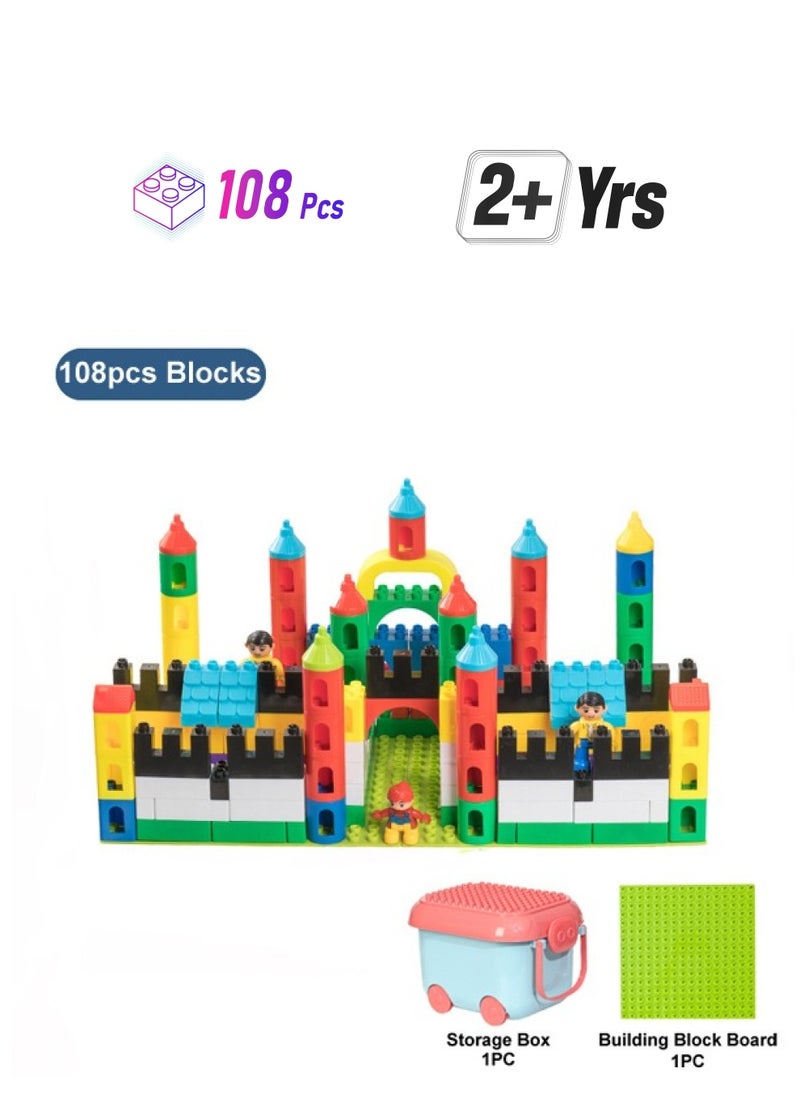 JSAITOYS Environmentally Plastic Friendly Towers Theme Building Blocks Toddlers 108 Pieces For Kids  - Image 1
