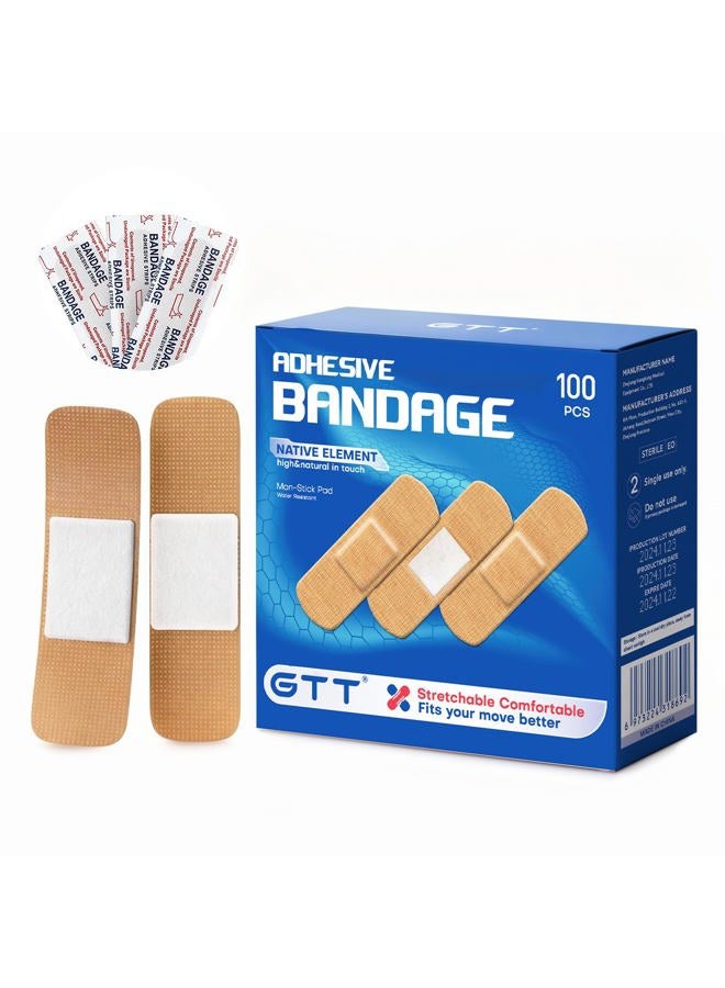 GTT 100-Piece Adhesive Bandages - Assorted Sizes, Durable & Waterproof, Extra Strong Adhesion, Soft & Comfortable for Wounds and Scrapes, Ideal for First Aid Kits & Everyday Use (100) - Image 1