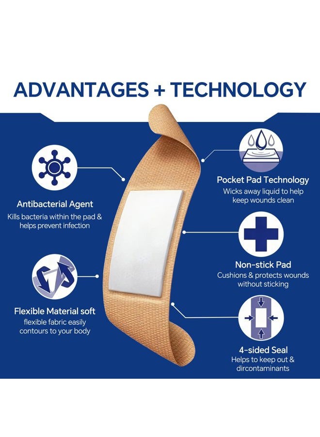 GTT 100-Piece Adhesive Bandages - Assorted Sizes, Durable & Waterproof, Extra Strong Adhesion, Soft & Comfortable for Wounds and Scrapes, Ideal for First Aid Kits & Everyday Use (100) - Image 3