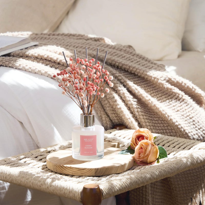 Airkeep Reed Diffuser Set, 3.38 fl oz (100 ml) - Cherry Blossom Oil Diffusers with 8 Reed Sticks, Home Fragrance Reed Diffuser for Bathroom Shelf Decor - Image 4