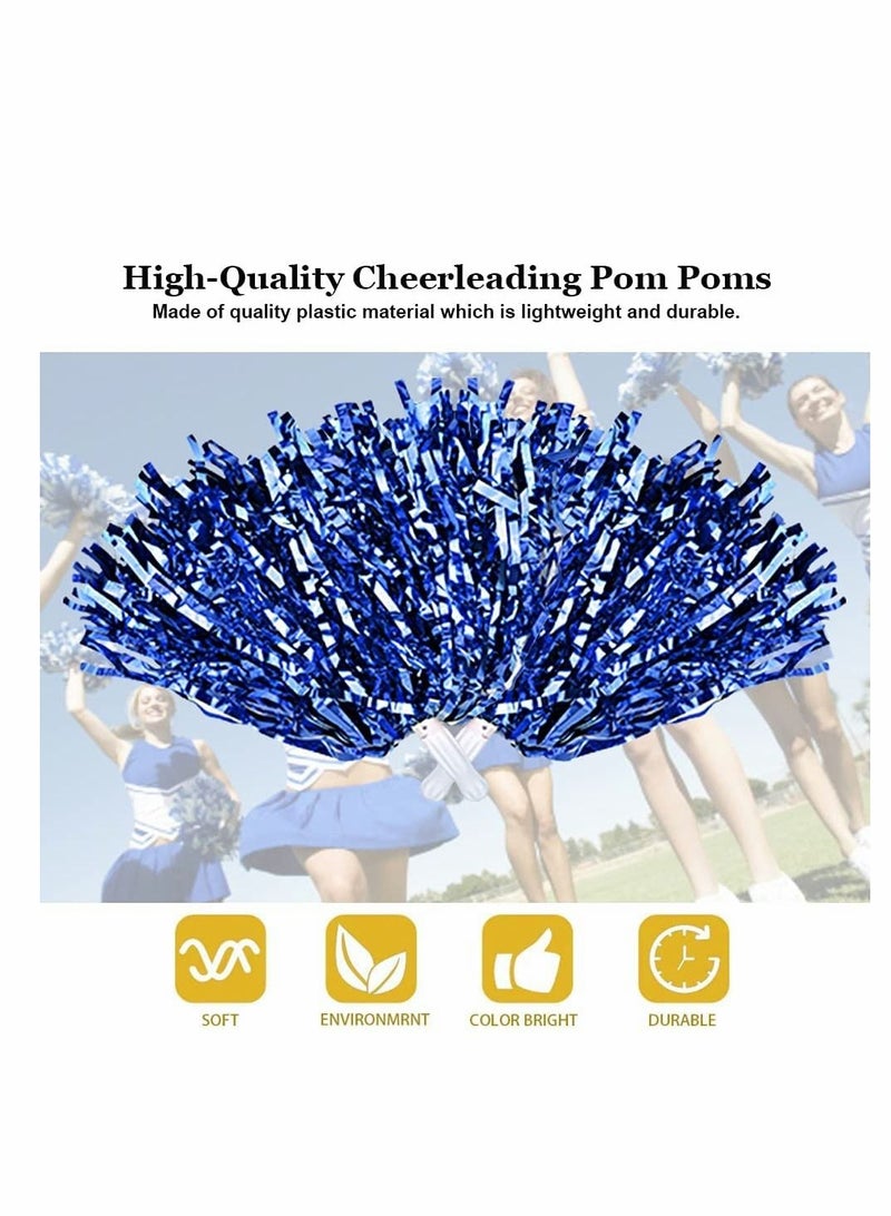 NIBEMINENT 12 Pack Cheerleading Pom Poms,Cheer Poms Dance Fluffy Cheer Metallic Strips With Plastic Handle for Sports Matches, Stage Performance, Holiday Celebrate (6 Color) - Image 3