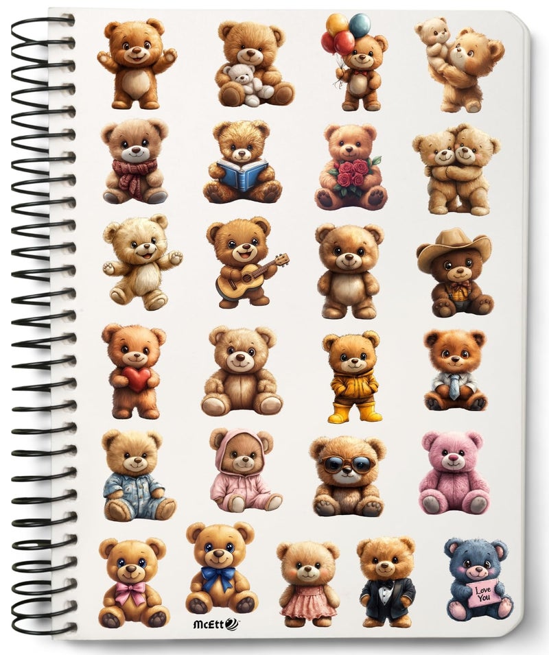 McEtt Teddy Bear Sticker Sheets â€“ Cute Illustrated Teddy Bear Designs, Aesthetic Plush Animal Art â€“ 5 Sheet Pack (125 Pieces) - Image 4