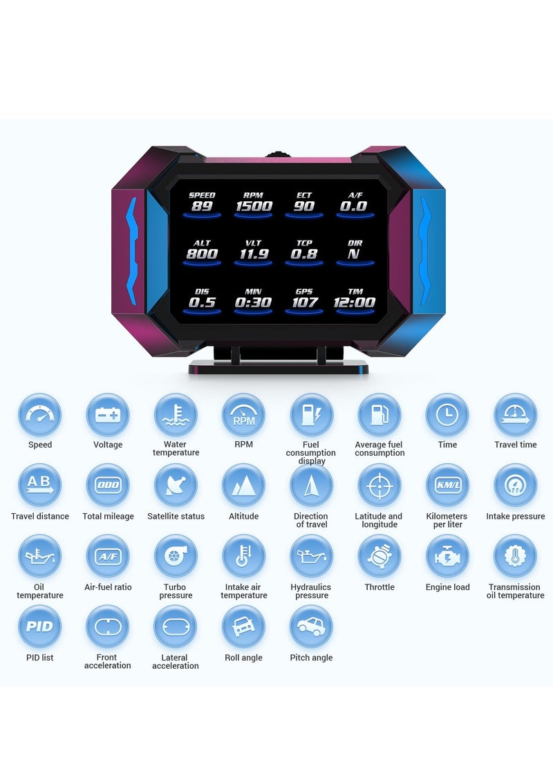 XiuWoo - Gauge Car HUD Head Up Display Gauge Display Tachometer Gauge Multi-function Digital OBD Speedometer with Car Speed MPH Altitude Driving Direction Slope Meter - Image 1