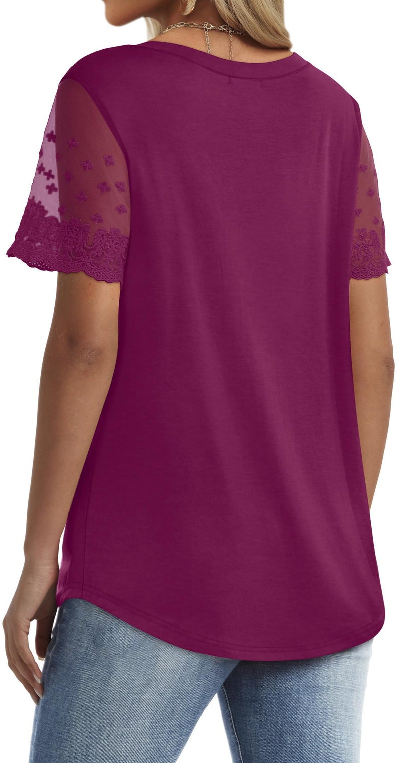 OFEEFAN Trendy Clothes for Women Fashion Trendy Shirts Cute V Neck T Shirts Mauve 2XL - Image 5