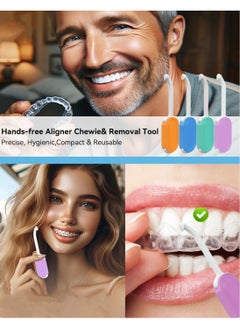 ماركة غير محددة 4PCS 2-in-1 Aligner Remover Tool and Chewies for Invisalign Braces, Trays, Compatible with Aligners, Retainers, Dentures with Brush  - Image 4