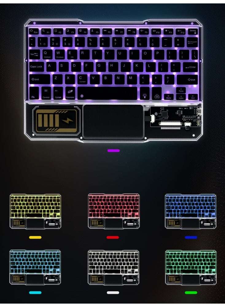 Transparent Bluetooth Keyboard with RGB LightingPortable Rechargeable Universal Wireless Keyboard with Touchpad - Image 5