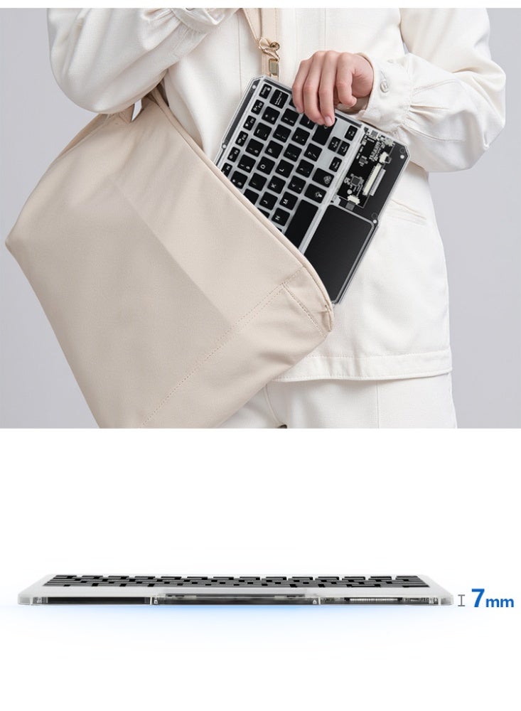 Transparent Bluetooth Keyboard with RGB LightingPortable Rechargeable Universal Wireless Keyboard with Touchpad - Image 3