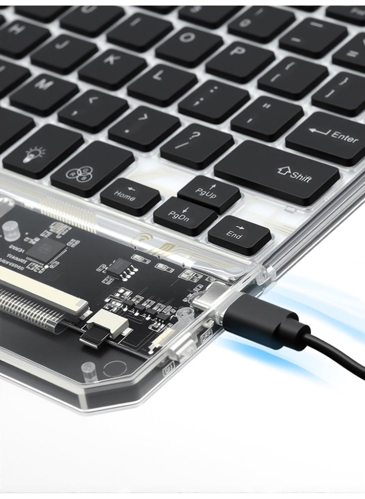 Transparent Bluetooth Keyboard with RGB LightingPortable Rechargeable Universal Wireless Keyboard with Touchpad - Image 2