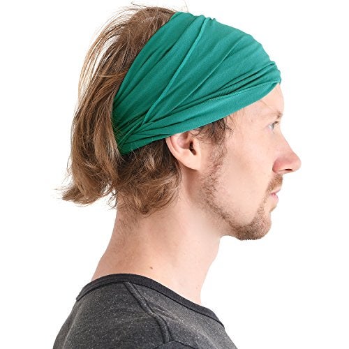 Charm Mens Head Wraps Elastic Bandana - Japanese Headband Workout Women Hair Green - Image 1
