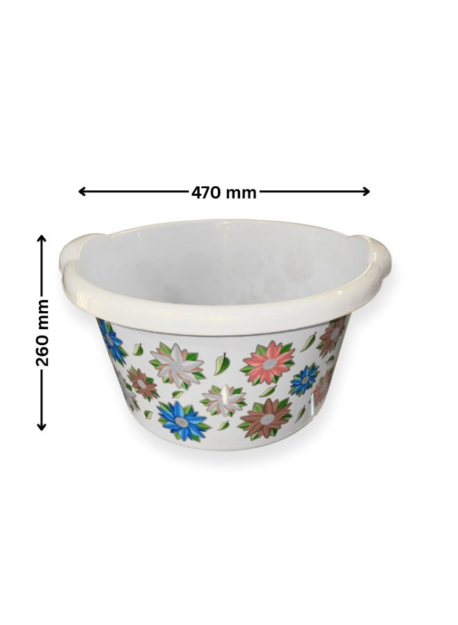 إس إن إتش طقم حمام | ٥ قطع إكسسوارات حمام بلاستيكية | دلو ماء، حوض استحمام، كوب استحمام، مقعد استحمام، حامل سلة تخزين | مجموعة أدوات تنظيم حمام منزلية متينة - Image 4