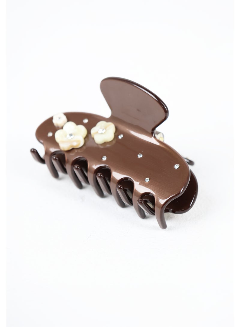 ZAAS French Floral Embellished Hair Claw Clip - Image 1