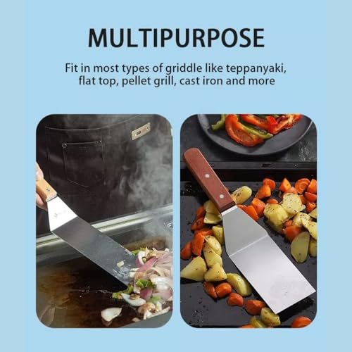 Giffy® Food Grade Heat-Resistant Stainless Steel Turner Spatula Cooking Shovel Flipper for Egg Burgers Pizza Pancake Pastry Fish Steak with Wooden Handle, 11 Inch - Image 5