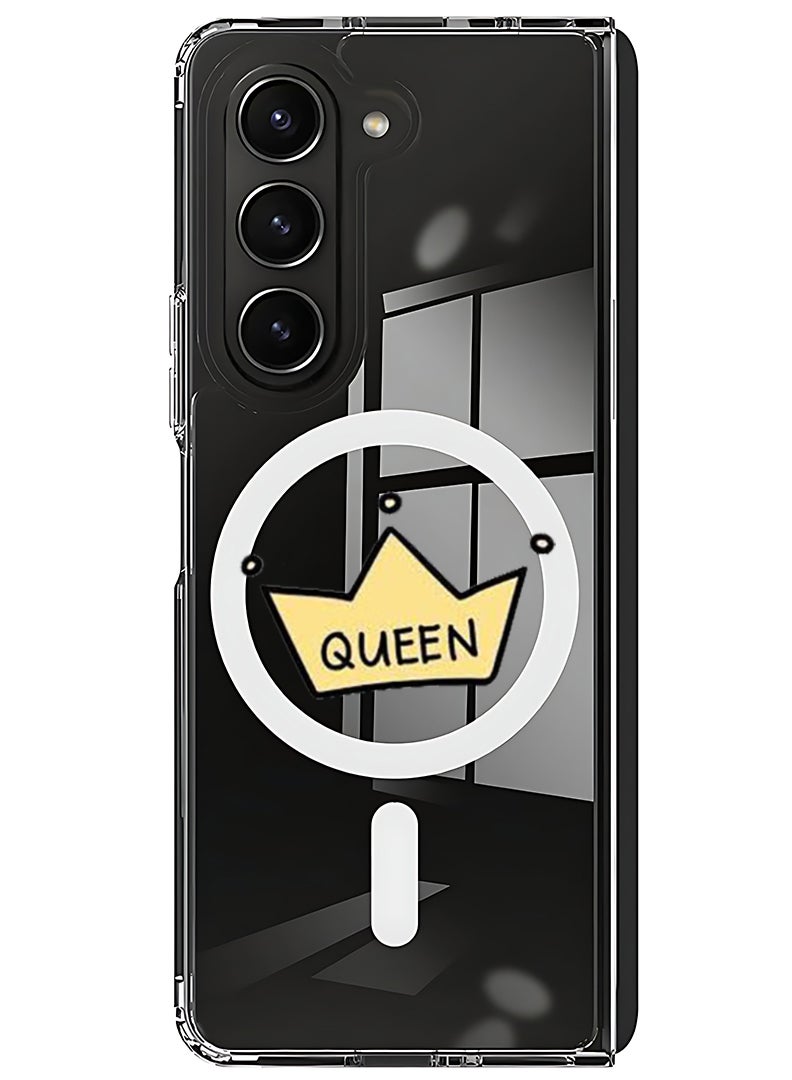 Theodor Magnetic Case for Samsung Galaxy Z Fold 5 Compatible with MagSafe Wireless Charging, Shockproof Phone Bumper Cover Queen crown - Image 1